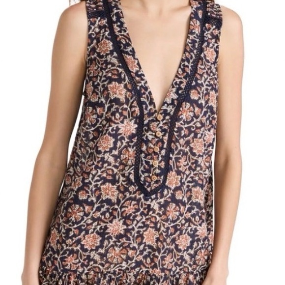 Veronica Beard Navy and Pink Floral Mini Dress - Picture 3 of 8